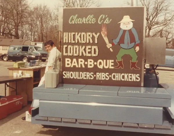 Charles selling his BBQ