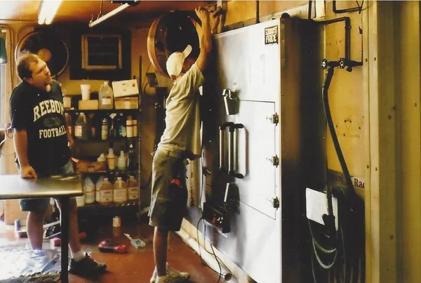 Fitting a smoker door in the workshop
