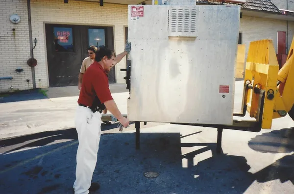 Guiding a smoker into place outside a building