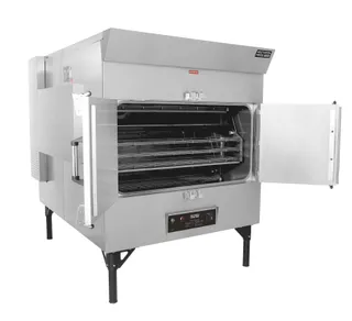 SP-700 gas smoker, right side, doors open