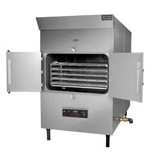 SPK-1400 gas smoker, left side, doors open