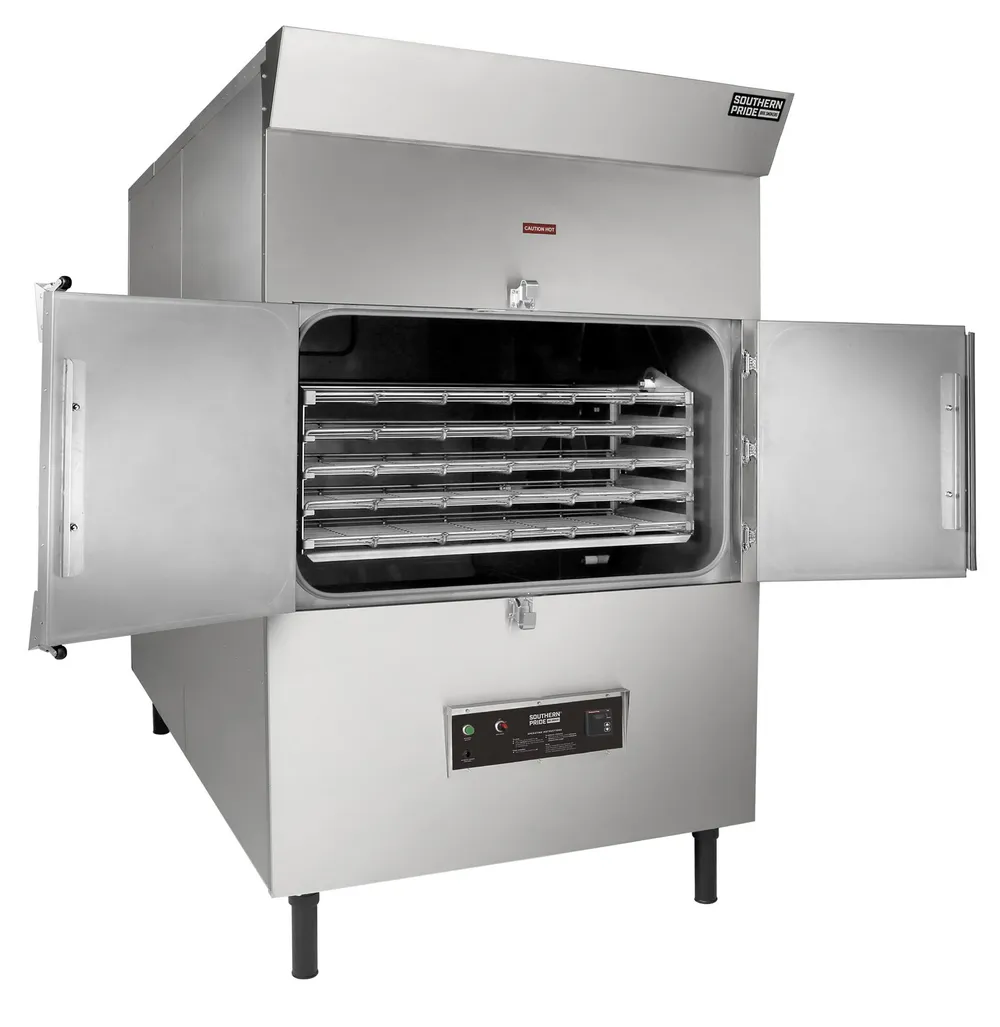 SPK-1400 gas smoker, right side, doors open
