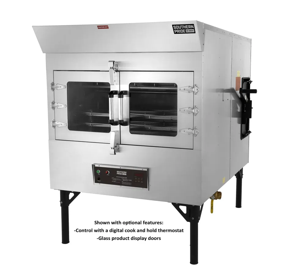 SPK-500 gas smoker, left side, glass door and digital control