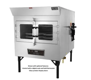 SPK-500 gas smoker, left side, glass door and digital control