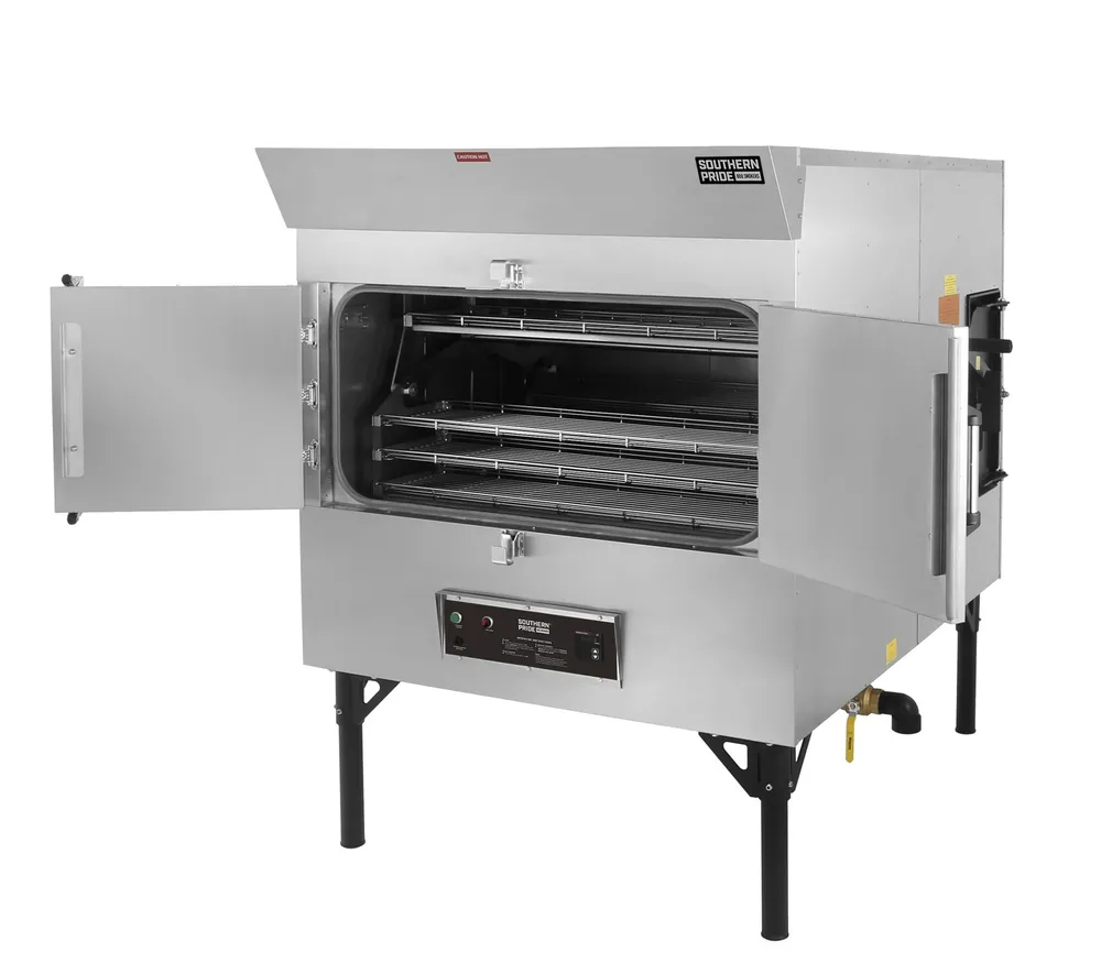 SPK-500 gas smoker, left side, doors open