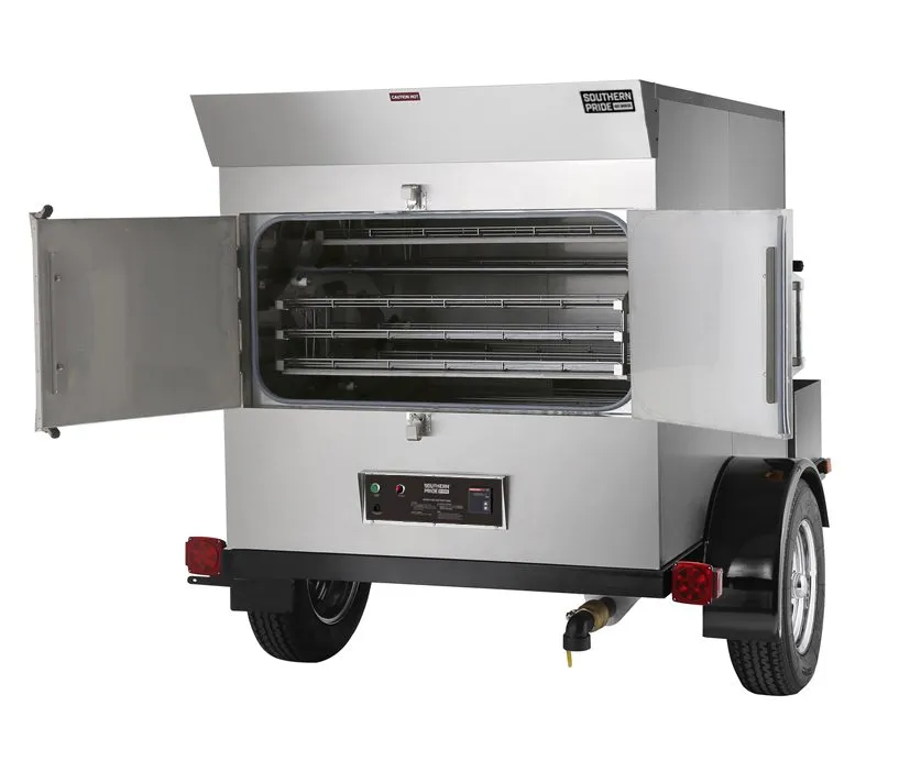 SPK-500 mobile smoker, left side, doors open