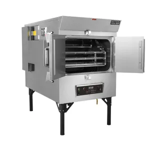 SPX-300 gas smoker, right side, doors open