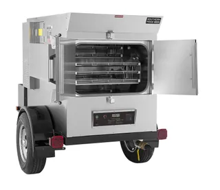 SPX-300 mobile smoker, right side, doors open