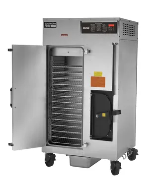 SRG-400 gas smoker, left side, doors open